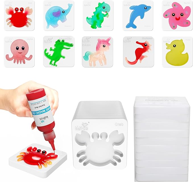Kiditos Magic Water Elf Anima Mold Set – 10 Reusable BPA Free Plastic Shapes for Creating Colorful Water Elves, STEM Craft Toy for Kids