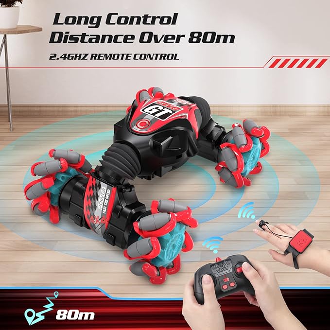 RC Stunt Car for Kids, RC Car Toy, Remote Control Stunt Gesture RC Car with Music, Double Sided 360 DegreeSpins and Flips Gesture Sensing Rc Stunt Car, for 8-15 Years Boy Girl, Birthday