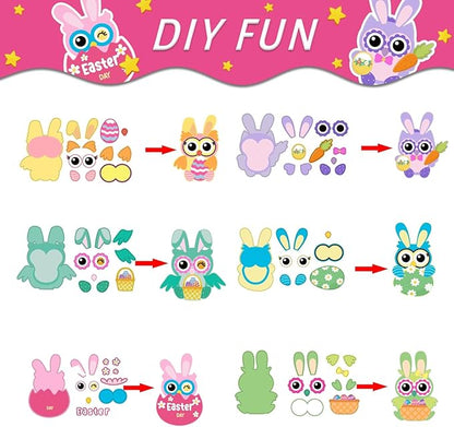 chiazllta 30 PCS Easter Paper Craft Kits DIY Owl Art Craft Make Your Own Easter Owl Bulk Set for Home Game Activities Party