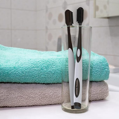 Charcoal Toothbrush Ultra Soft for Sensitive Gums - Teeth Whitening Brush for Adults & Children [Extra Family Pack] - Medium Tip Bristles