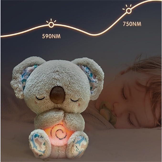 Relief Koala Breathing Stuffed Toy, Anxiety Relief Plush Breathing Animal, Sleeping Koala Plush Breathing with Musical Lights & Rhythmic Breathing Motion (B-Elephant)