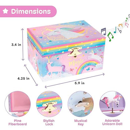 Jewelkeeper Jewelry Box for Girls, Cotton Candy Unicorn Musical Jewelry Boxes, The Beautiful Dreamer Tune and Spinning Unicorn Doll, Toys for Girls