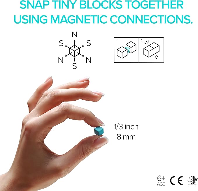 PIXIO Magnetic Cubes - Black & White Animals - Magnetic Cubes Building Toys in Pixel Art Style - Animal Figures - Arts and Crafts Kids Toys - Building Blocks - Learning Toys - 195 pcs