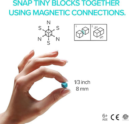 PIXIO Magnetic Cubes - Black & White Animals - Magnetic Cubes Building Toys in Pixel Art Style - Animal Figures - Arts and Crafts Kids Toys - Building Blocks - Learning Toys - 195 pcs