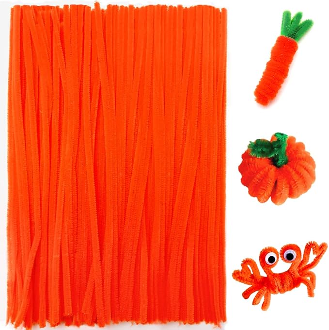 Praisebank Pipe Cleaners for Crafts (200pcs in Orange), 12 inch Long Pipe Cleaners, Orange Pipe Cleaners.…