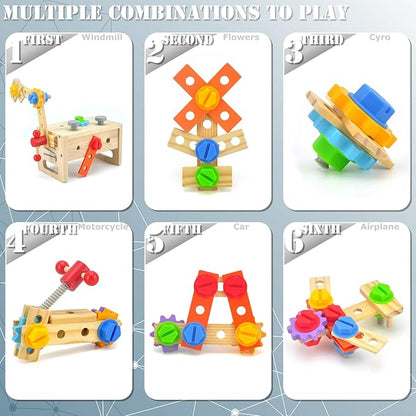 Wooden Tool Set for Boys - Montessori Toys for 2 3 4 5 Year Old,29Pcs Kids Tool Sets, Learning Educational Building Construction Sets,Toddler Boy Toys for 2 3 4 5 Year Old Boy