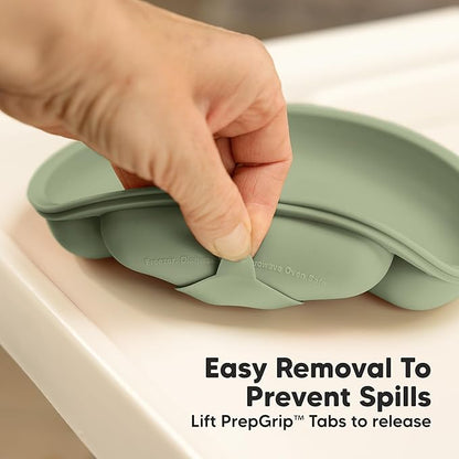 KeaBabies Suction Plates for Baby, Toddler - 3-Pack 100% Silicone Toddler Plates, Divided Baby Plates with Suction, Silicone Plates for Baby, Kids, BPA-Free, Microwave, Dishwasher Safe (Forest)