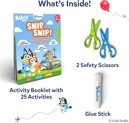 Skillmatics Scissor Skills Activity Book - Snip Snip Bluey, Preschool Cutting & Creative Activities, Felt Craft Kit, Fine Motor Skills Toys, Gifts for Boys & Girls Ages 3, 4, 5, 6, 7