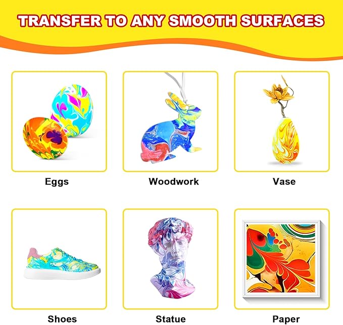 Water Marbling Paint Kit,Easter Basket Stuffers,Arts and Crafts for Kids,Birthday Gifts for Girls Boys 3+Years Old, Toys for Ages 8-13 5-7 3-6, Art Supplies for Kids