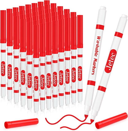 Janlaugh 48 Pcs Line Washable Markers Bulk Red Fine Tip Markers Set Coloring Markers for Kids Thin Washable Markers Red Tips Markers for Art School Supplies, Back to School Supplies, Ages 6+
