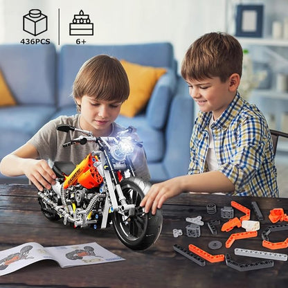 HOGOKIDS Motorcycle Building Block Set - 436 PCS Collectible Motorcycle Display Model, STEM Tech Motorbike Toy Collection Brick Kit for Adults Kids Boys Ages 6 7 8 9 10 11 12+ Years Old