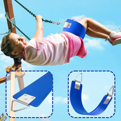 Swing Seat with Metal Triangle Ring 30.4 x 5.9 Inch, Heavy Duty Swing Set Replacement Accessories for Kids & Adults Outdoor, Playground,Trees, Backyard- Blue(Support 300LB)