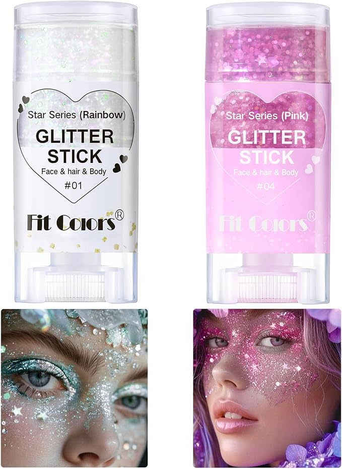 Face Body Glitter Stick,Music Festival Accessories Outfits for Women,Hair Glitter Makeup,Mermaid Chunky Glitter Face Paint,Waterproof Sparkle Face Glitter for Country Concert