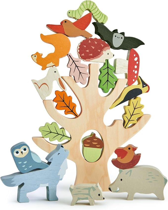 Tender Leaf Toys - Stacking Forest - Wooden Animal Balancing Game for Children and Toddlers - Manual Dexterity and Cognitive Development for Ages 18 Months+