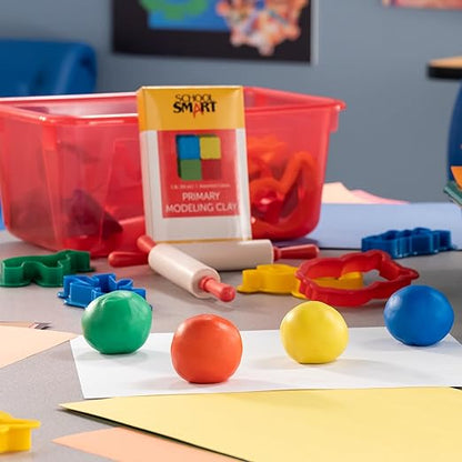 School Smart Modeling Clay for School and Home Use, Permanently Soft Design, 5 Pounds, Assorted Primary Colors
