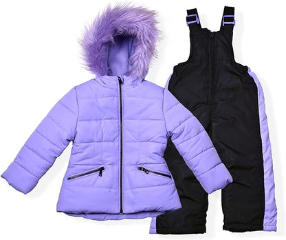 Arctic Quest Little Girls Bib Snow Pants and Ski Jacket Water-Resistant Snowsuit For Kids Winter Jacket For Girls
