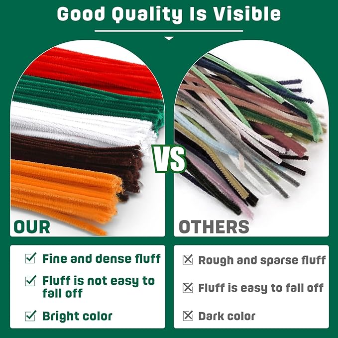 180 Pieces Pipe Cleaners Chenille Stem, Green Pipe Cleaners,Craft Pipe Cleaners, 11.8inch Christmas Pipe Cleaners Chenille Stems for Mother’s Day DIY Art Crafts Decorations Supplies (Green)