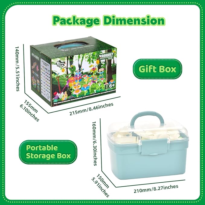 Pairez Toys Flowers Building Blocks Toys, Kids Gardening Set with Paint, Arts & Crafts Kits for Boys & Girls, Flower Pretend Gardening Birthday Gifts for Girls Age 6 7 8 9 10+