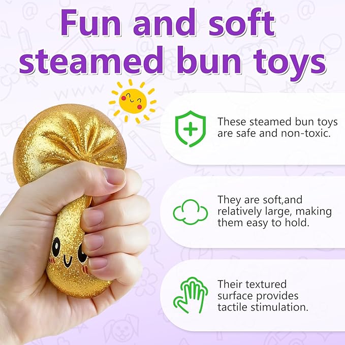 Flashing Dumplings,Soft and Cute Flashing Dumpling Toy,Dumpling Stress-Relieving Ball,Elastic Tabletop Toy,Soft and Squeezable Stress-Relieving Dough (White)