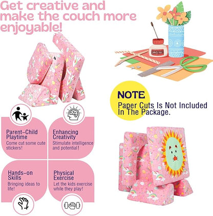 MeMoreCool Toddler Couch, 10-Piece Modular Play Sofa for Playroom, Fold Out Kids Couch for Girl Boy, Glow Colorful Unicorn