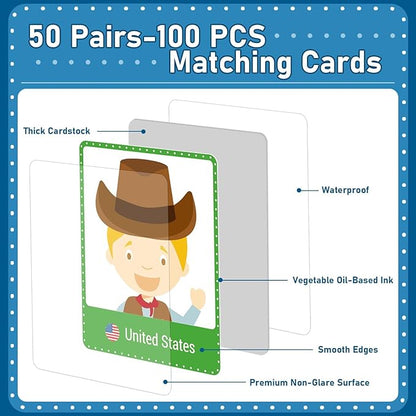 gisgfim 50 Pairs Memory Matching Game Never Forget a Face Concentration Memory Matching Games