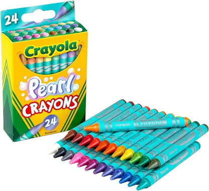 Crayola Pearl Crayons, Pearlescent Colors, 24 Count, Coloring Supplies, Gift for Kids, Ages 3, 4, 5, 6