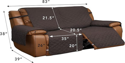 Easy-Going Oversized Loveseat Recliner Cover, Reversible Couch Cover for Double Recliner, Split Sofa Cover for Each Seat with Elastic Straps for Dogs, Pets(Oversized 2 Seater, Chocolate/Beige)