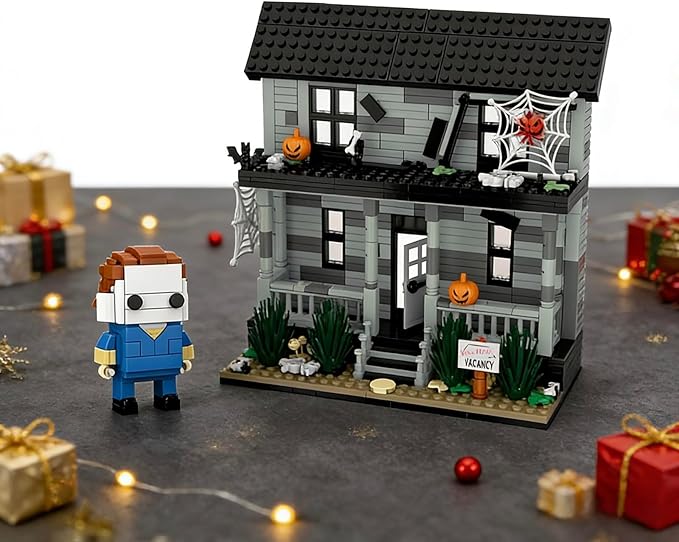 Horror Movie Figure & Haunted House Building Blocks Kits, Halloween Decor Compatible with Lego, Creative Toy & Collectible, Present for Adults and Fans
