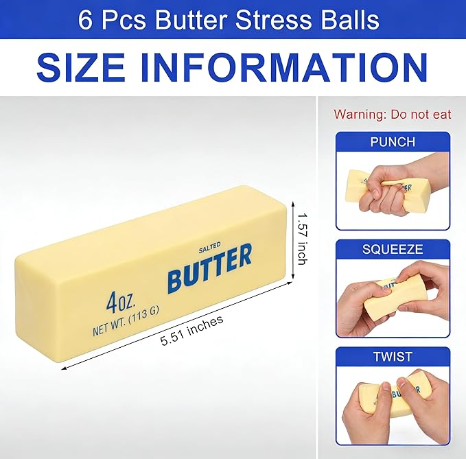2Pcs Slow Rising Butter Squishy Fidget Toys Adults, Slow Rebound Stress Balls Stress Relief & Fidget Toys for ADHD, Easter Basket Stuffers Gifts Easter Party Favor