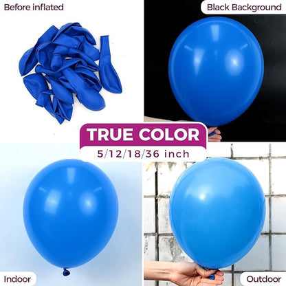 Bezente Royal Blue Latex Party Balloons - 8 Pack 36 inch Round Helium Matte Dark Blue Balloons for Graduation Men Birthday Gender Reveal Wedding Under The Sea Ocean Theme Boho Party Decorations