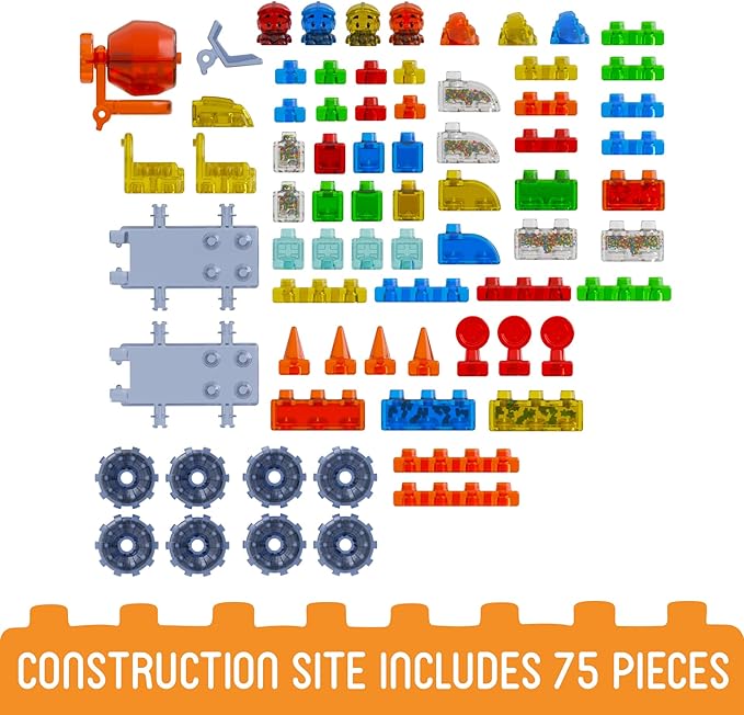 Jelly Blox Construction Site Set | Includes 75 Pieces | Toddler & Preschool Building Blocks Kids Can Squeeze, Stretch, Squish | MESH ACCREDITED | Safety Tested & Ouch-Free | Sensory Play Toy Ages 2+