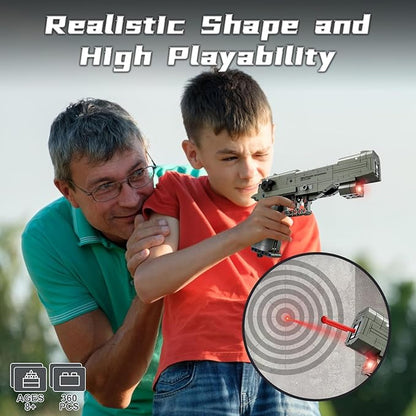 Finger Rock Gun Building Blocks Sets, 1:1 Simulation Shooting Toy M92F Pistol Model Building Kit, Rifle Weapon Collectible Gift for Military Enthusiasts, Adults Kids 14+ (360 pcs)