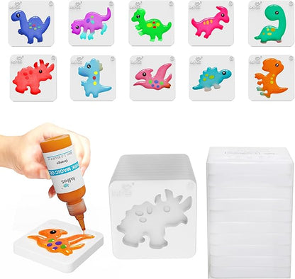 Kiditos Magic Water Elf Dinosaur Mold Set – 10 Reusable BPA Free Plastic Shapes for Creating Colorful Water Elves, STEM Craft Toy for Kids