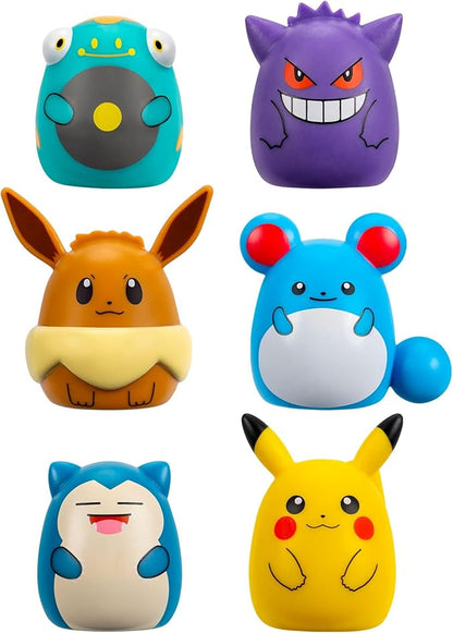 Squish-a-longs Pokémon Mini-Squish 6-Pack (Gengar, Pikachu, Snorlax, Eevee, Bellibolt, Marill) (Amazon Exclusive)