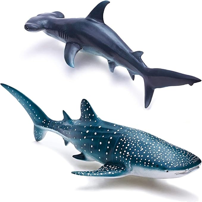 Gemini&Genius Whale Shark Hammerhead Shark Toys for Kids, Sea Animal Action Figures Ocean Model Toy Set for Kids Play or Display, Gift, Educational, Role Play, Swim, Bath and Collection for Toddlers