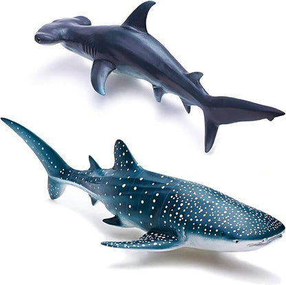 Gemini&Genius Whale Shark Hammerhead Shark Toys for Kids, Sea Animal Action Figures Ocean Model Toy Set for Kids Play or Display, Gift, Educational, Role Play, Swim, Bath and Collection for Toddlers