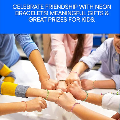 Neliblu Friendship Bracelets - Pack of 144 Neon Rope Bracelet, 7-Inch Adjustable in Orange, Yellow, Pink, and Green - Fun Accessories for Kids and Adults - Ideal for Party Favors, Gift Bags, and More
