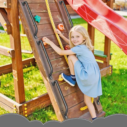 Dolibest 30 Inch Metal Safety Handles, Playground Ladder Handle, Long Grab Handles for Kids Playhouse, Treehouse, Rock Climbing Wall, Swing Set Accessories, Indoor & Outdoor Use (2PCS)-Black