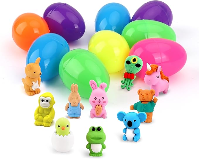 KASU 100 Pcs Prefilled Easter Eggs with Toys Inside Premium for Easter Theme Party Favor, Easter Eggs Hunt, Easter Basket Stuffers/Fillers, Classroom Prize Supplies