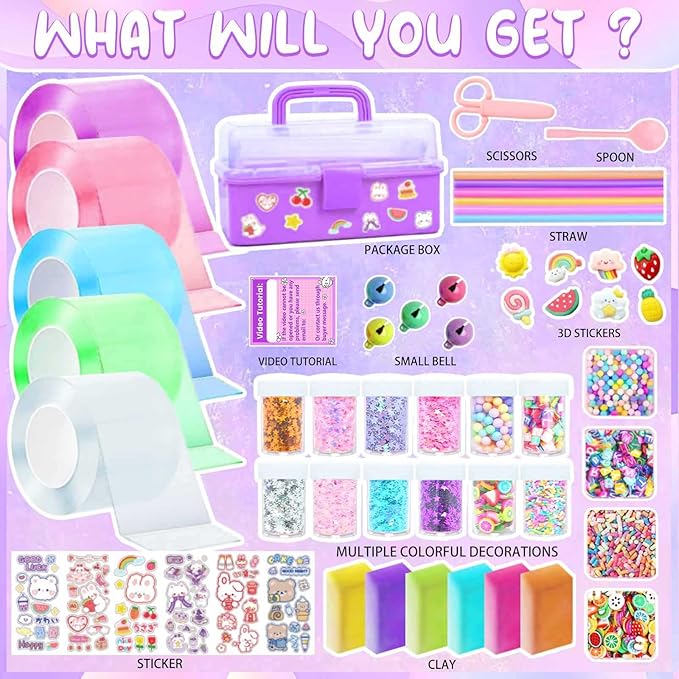 Nano Tape Bubble Kit for Kids, Nano Tape Squishy Maker Making Kit, Arts and Crafts Toys, Birthday Toys Gifts for 4 5 6 7 8 9 10 11 12 Year Old Girls Girl, Kids Toys for Girls 4-6 6-8 7-8 8-10 10-12