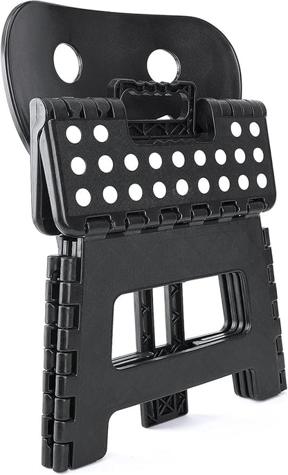 ACSTEP Folding Step Stool with Back Support for Kids,9" Kids Step Stool for Outdoor or Indoor Kitchen Step Stools and Bathroom Stool for Toddlers Boys Girls - Black, 10 Pack