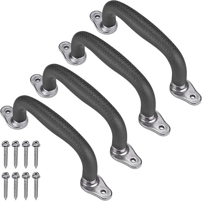 SELEWARE Black Playground Safety Handles, Non-Slip Kids Playground Grab Handle, Durable Indoor Outdoor Playset Handles for Playhouse, Treehouse, Climbing Frame, Jungle Gym, Swing Set, 4 Pack