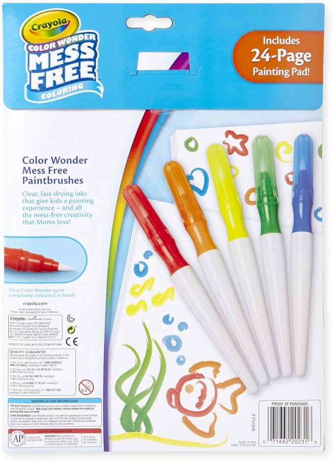 Crayola Color Wonder Paintbrush Pens & Paper, Mess Free Coloring for Toddlers, Painting Set, Toddler Arts & Crafts, Kids Gift