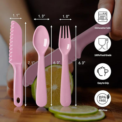 16Pcs Kids Plastic Forks, Macaron-Colored Kids Eating Utensils, Reusable Toddler Silverware Set, BPA Free, Ideal for School Lunch, Camping, Travel, Party Favors, Dishwasher Safe