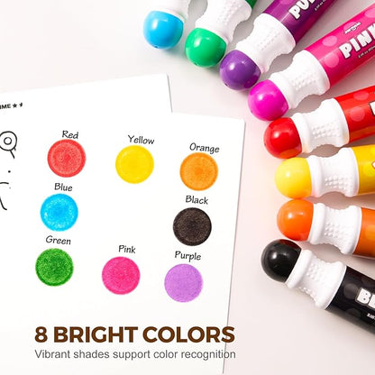 Jar Melo Washable Dot Markers for Toddlers, 8 Colors Dot Paints with 120 Printed PDF & 10 Activity Papers, Non-Toxic Bingo Markers for Kids Arts and Crafts Gifts