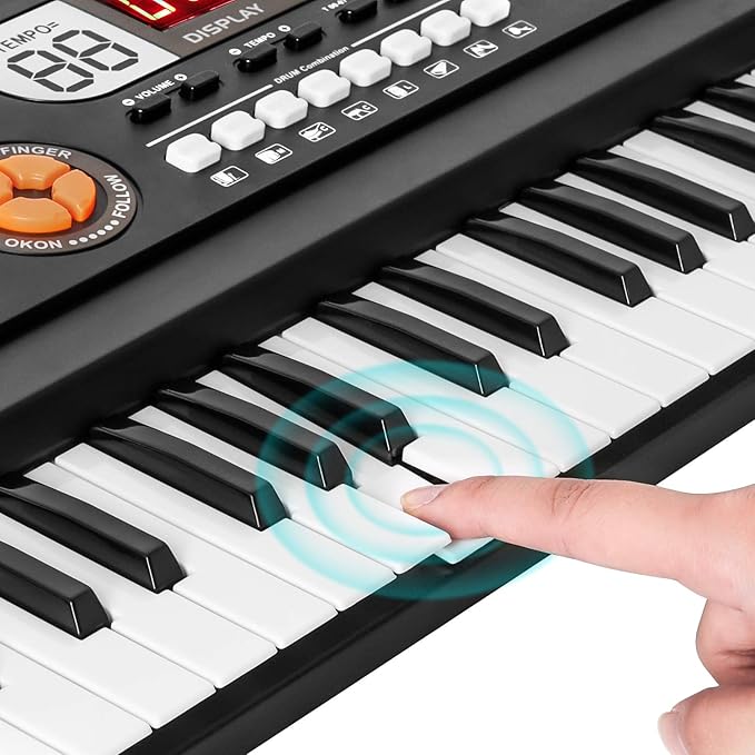 Kids Keyboard Piano, 61 Keys Electric Piano Keyboard for Kids with Microphone MP3 Function Led Display Educational Musical Toys Birthday Xmas Gifts for Toddlers Boys Girls Ages 3 5 7 9 12