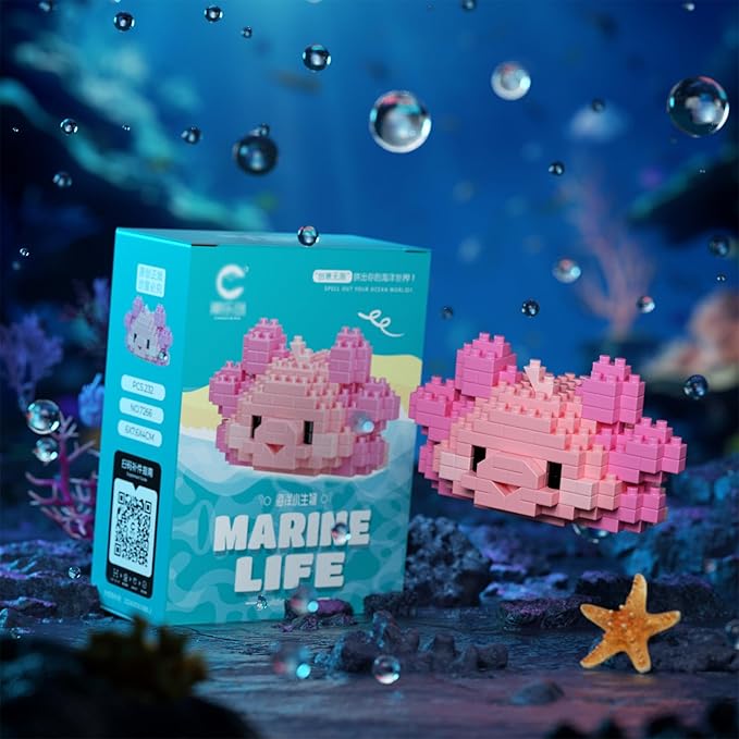 Marine Animals Building Blocks Sets Mini Building Blocks Ocean Animal Sea Creatures Building Blocks Set Mini Building Blocks Toys STEM Gifts for Kids Adult(Salamander)