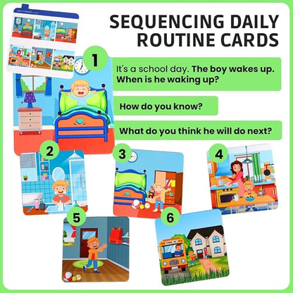 Sequence for Kids Daily Routine Cards Speech Therapy Material Social Development and Sentence Building for Kids ABA Therapy Material Speech Therapy Game English Language Bilingual Learners ESL