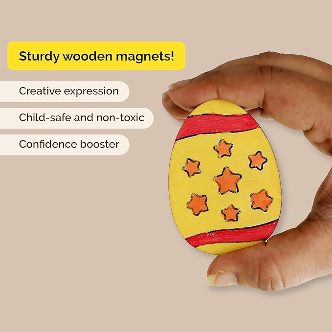 Shumee Paint Your Own Wooden Magnets -(Easter Magnets Themed) DIY Art & Craft for Kids- Age 6 Years+ | Organic 6 Non Toxic Paint | Ideal Gift for Kids | Valentine's Day Gift for Kids