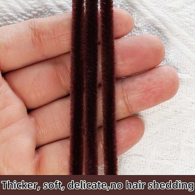 Qirimoi Brown Pipe Cleaners Craft Pipe Cleaners Bulk Pipecleaners Crafts Supplies，200Pcs Brown